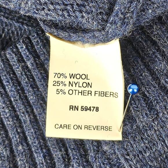 DANIELE BLASI MEN'S BLUE 1/4 ZIP SWEATER LUXURIOUS WOOL BLEND SIZE LARGE ITALY - Picture 7 of 10